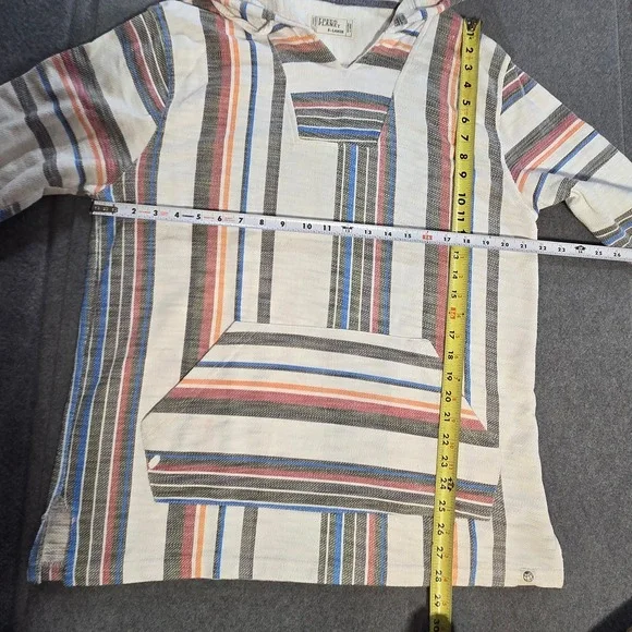 Free Planet striped baja hoodie "drug rug" Mexican-style pullover XL Multicolor - Picture 3 of 10